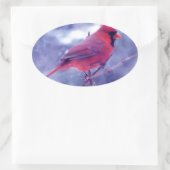 Sticker Ovale Cardinal rouge au Blizzard (Sac)