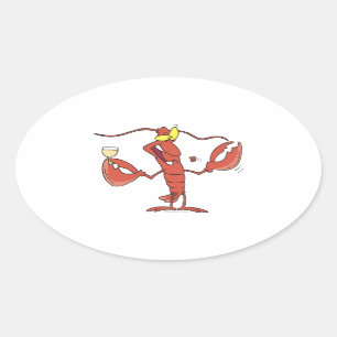Sticker Ovale caricature amusante de homard