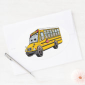 Sticker Ovale Caricature de bus scolaire 2017 (Enveloppe)