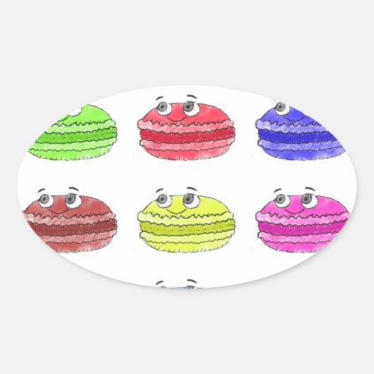 Sticker Ovale Caricature des Macarons (Devant)