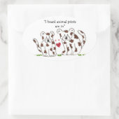 Sticker Ovale Caricature léopards avec de mignons mots (Sac)