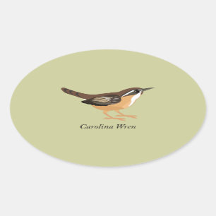 Sticker Ovale Carolina Wren