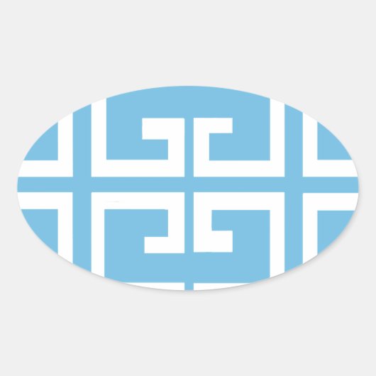 Sticker Ovale Carrelage bleu clair et blanc (Devant)