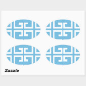 Sticker Ovale Carrelage bleu clair et blanc (Feuille)