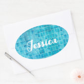 Sticker Ovale Carrelage en verre bleu blocs mosaïque verre (Enveloppe)