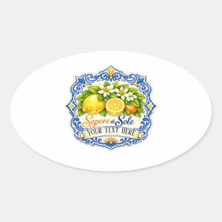 Sticker Ovale Carrelage Méditerranéen Citron – Art à l'aquarelle