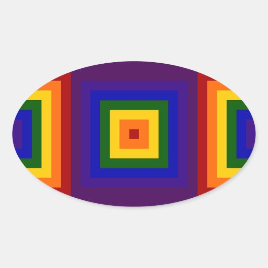 Sticker Ovale Carrés arc-en-ciel (Devant)