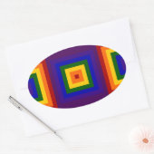 Sticker Ovale Carrés arc-en-ciel (Enveloppe)