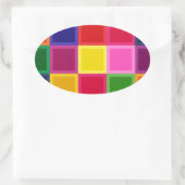 Sticker Ovale Carrés multicolores et rayures Girly (Sac)