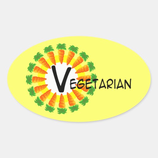 Sticker Ovale Carrot Circle Sun Végétarien (Devant)