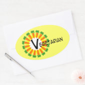 Sticker Ovale Carrot Circle Sun Végétarien (Enveloppe)