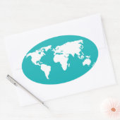 Sticker Ovale carte bleu turquoise (Enveloppe)