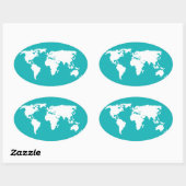 Sticker Ovale carte bleu turquoise (Feuille)