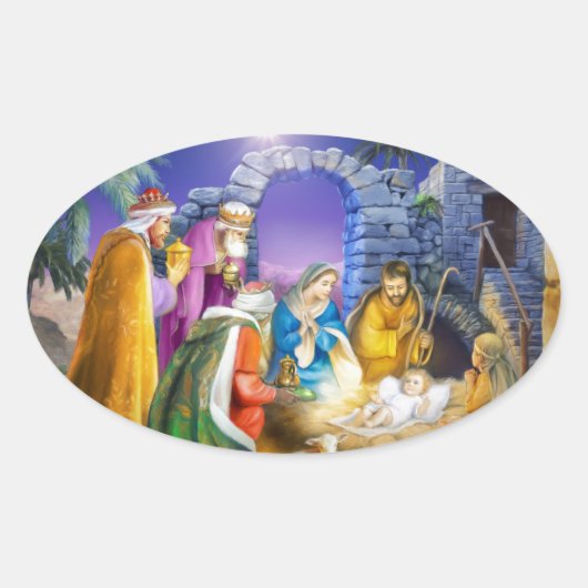 Sticker Ovale Carte Christian Christmas (Devant)