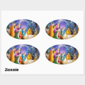 Sticker Ovale Carte Christian Christmas (Feuille)