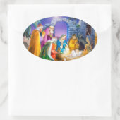 Sticker Ovale Carte Christian Christmas (Sac)