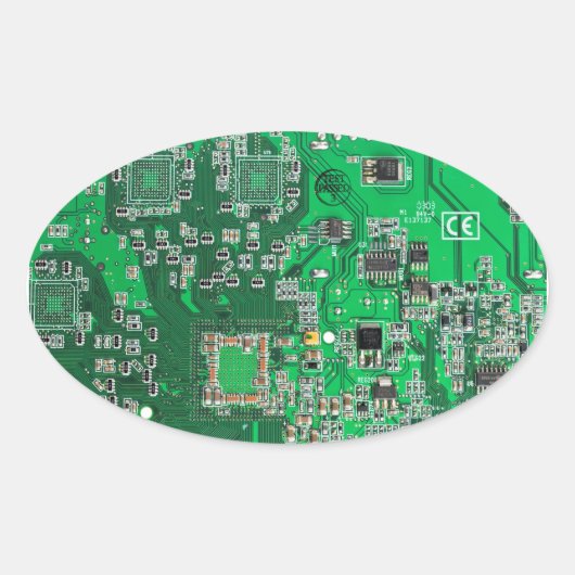 Sticker Ovale Carte circuit imprimé circuit vert PCB (Devant)
