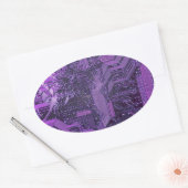 Sticker Ovale Carte Cyber Circuit Purple Tech Art Electronique (Enveloppe)