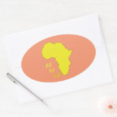 Sticker Ovale Carte d'Afrique jaune funky (Enveloppe)