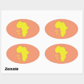 Sticker Ovale Carte d'Afrique jaune funky (Feuille)