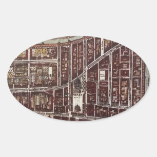 Sticker Ovale Carte de ville de Delft 1649