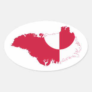 Sticker Ovale Carte du drapeau du Groenland GL