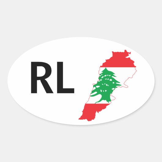 Sticker Ovale Carte du drapeau du Liban FOUR (Devant)
