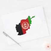 Sticker Ovale Carte du Drapeau FOUR Afghanistan (Enveloppe)