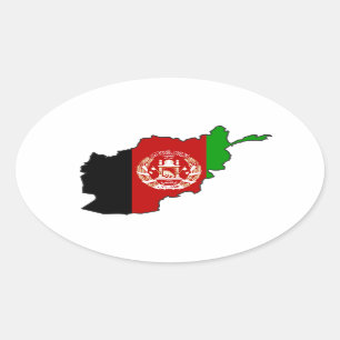Sticker Ovale Carte du Drapeau FOUR Afghanistan