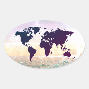 Sticker Ovale Carte du monde