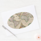 Sticker Ovale Carte du monde antique (Enveloppe)
