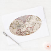 Sticker Ovale Carte du monde antique (Enveloppe)