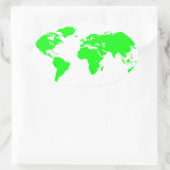 Sticker Ovale Carte du monde blanc vert (Sac)