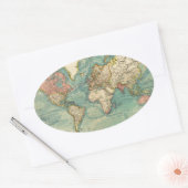 Sticker Ovale Carte du monde vintage (Enveloppe)