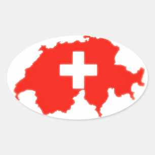 Sticker Ovale Carte du pavillon suisse