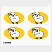 Sticker Ovale Cartographie de mouton blanc mou (Feuille)
