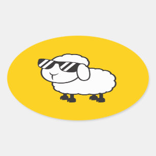 Sticker Ovale Cartographie de mouton blanc mou