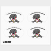 Sticker Ovale Cartographie noir Lab Puppy Ice Cream (Feuille)