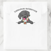 Sticker Ovale Cartographie noir Lab Puppy Ice Cream (Sac)