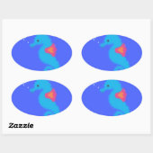 Sticker Ovale Carton bleu Seahorse (Feuille)