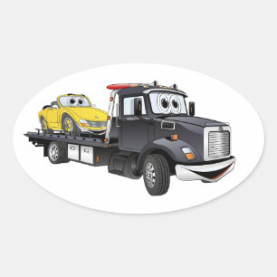 Sticker Ovale Carton plat du camion à remorque noir