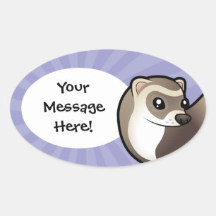 Sticker Ovale Cartoon Ferret