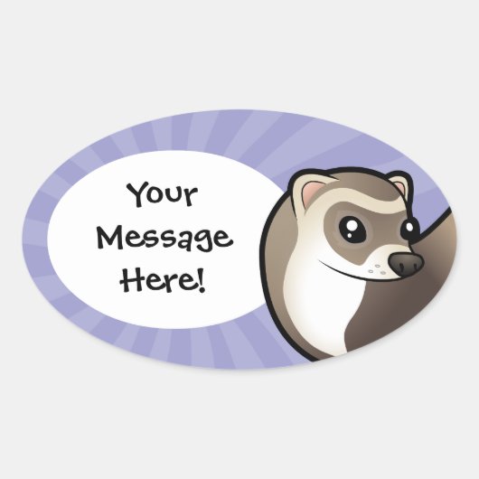 Sticker Ovale Cartoon Ferret (Devant)