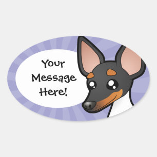 Sticker Ovale Cartoon Rat Terrier / Toy Fox Terrier