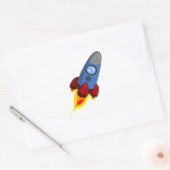 Sticker Ovale Cartoon Rocketship (Enveloppe)