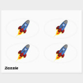 Sticker Ovale Cartoon Rocketship (Feuille)