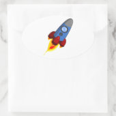 Sticker Ovale Cartoon Rocketship (Sac)