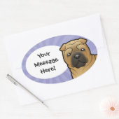 Sticker Ovale Cartoon Shar Pei (Enveloppe)