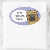 Sticker Ovale Cartoon Shar Pei (Sac)