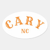 Sticker Ovale Cary, Caroline du Nord (Devant)